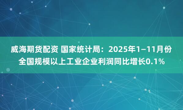 威海期货配资 国家统计局：2025年1—11月份全国规模以上工业企业利润同比增长0.1%